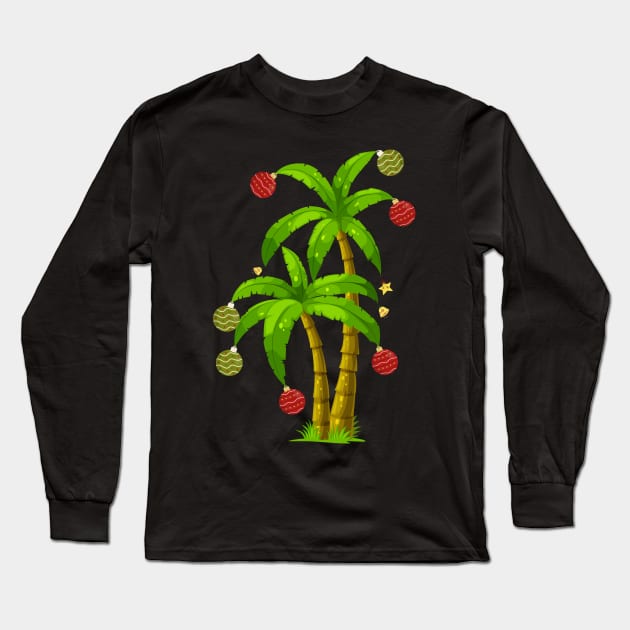 christmas palm tree coconut for boys girls Long Sleeve T-Shirt by NiceTeeBroo